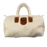 Cream Leather Duffle Bag